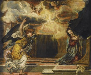 Annunciation, with several angels